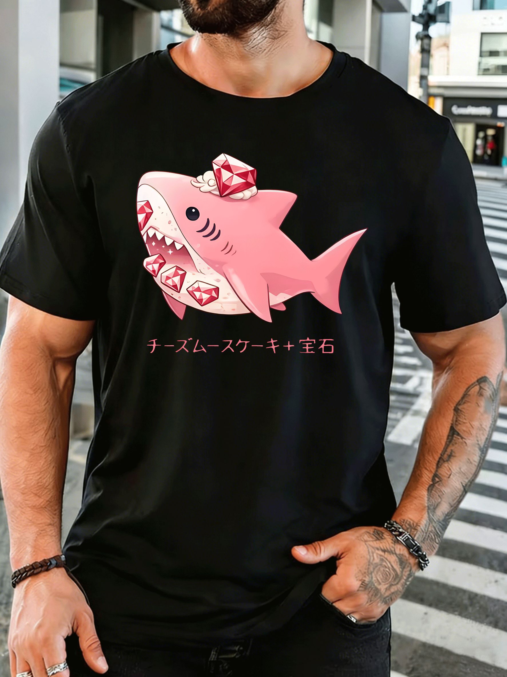 Men'S Fashion Pink Shirt - T-shirt pour hommes avec motif de