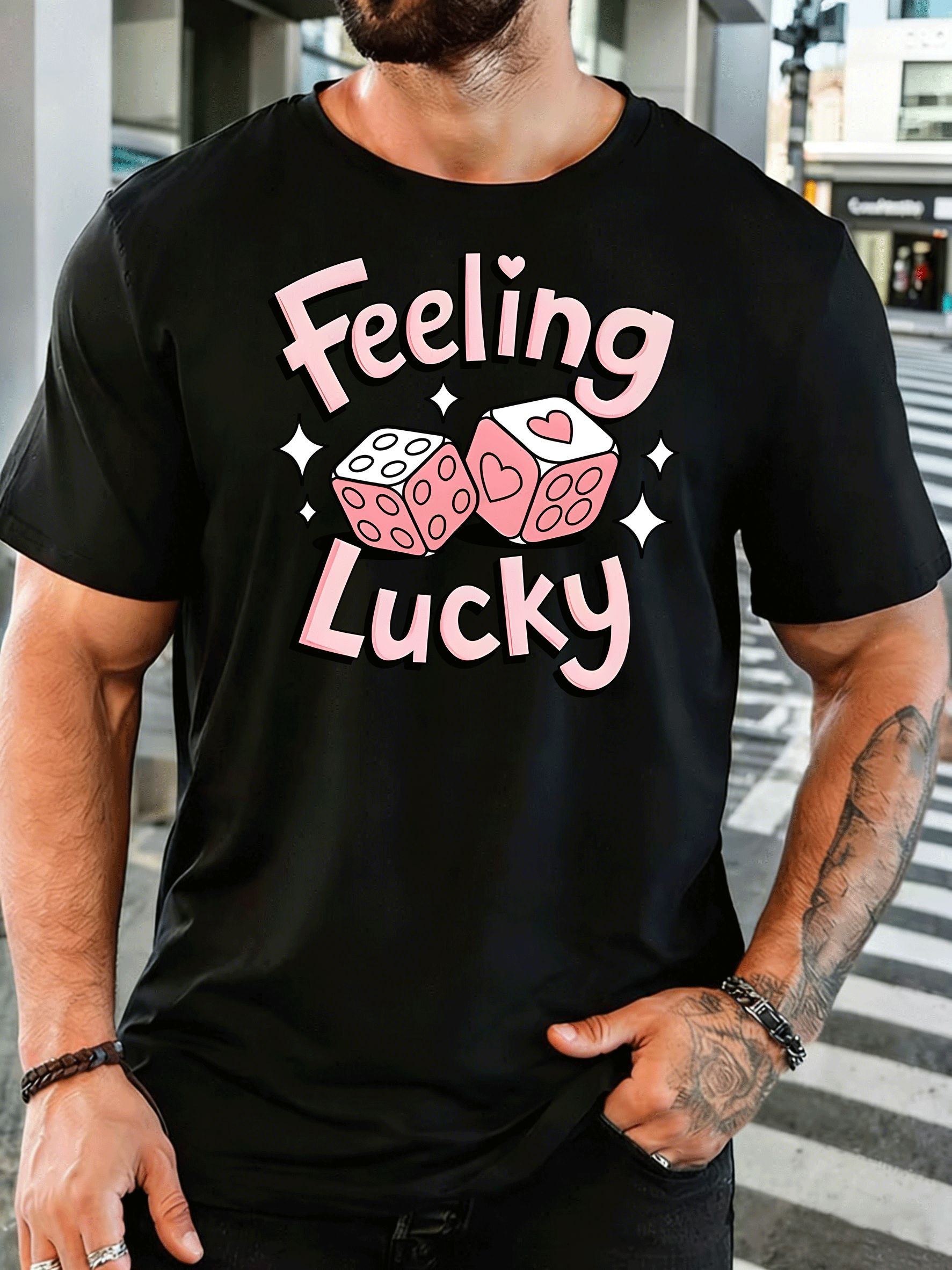 Men'S Fashion Pink Shirt - T-shirt à manches courtes pour homme