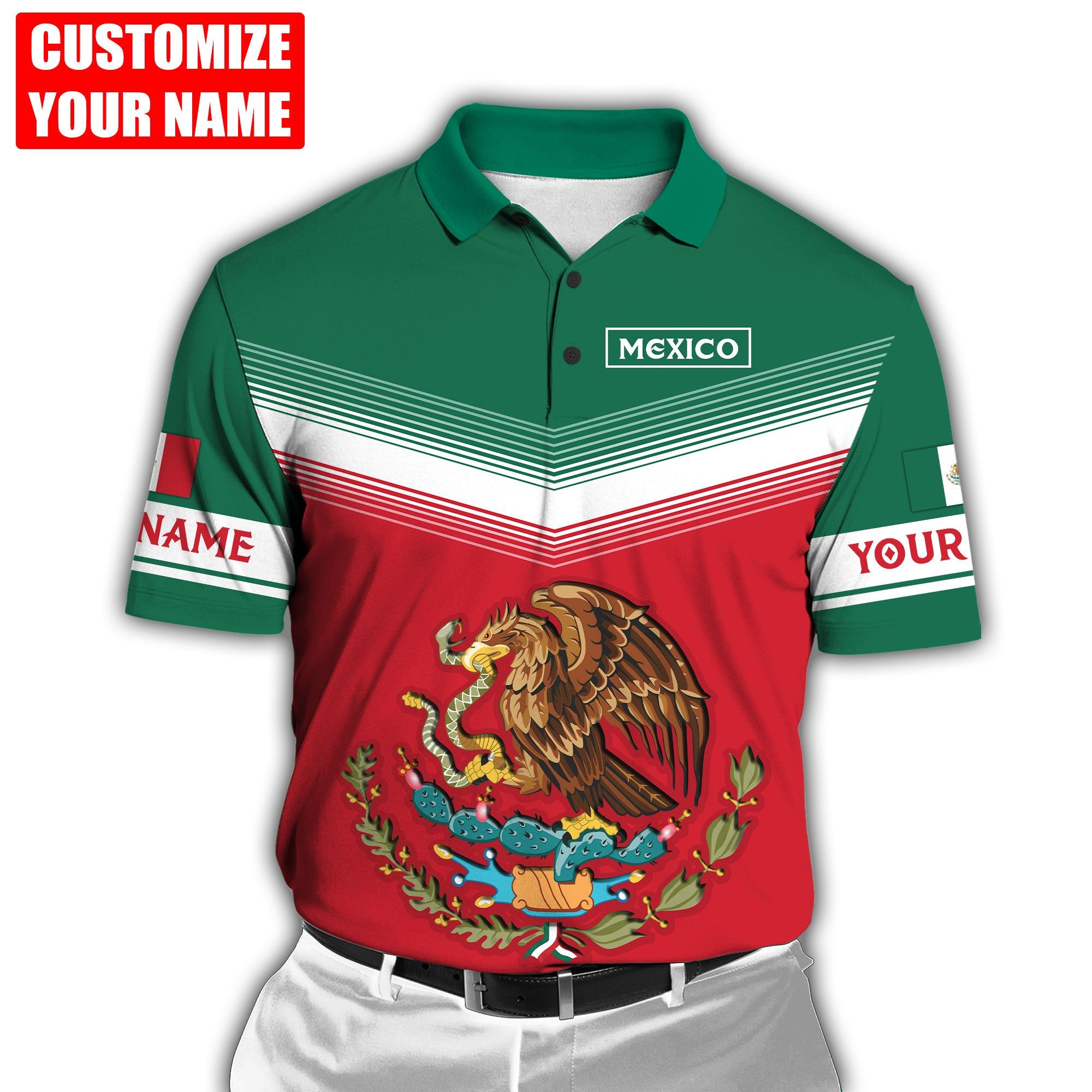 Mens Fashion Mexico - Polo personnalisé avec motif symbole mexicain,