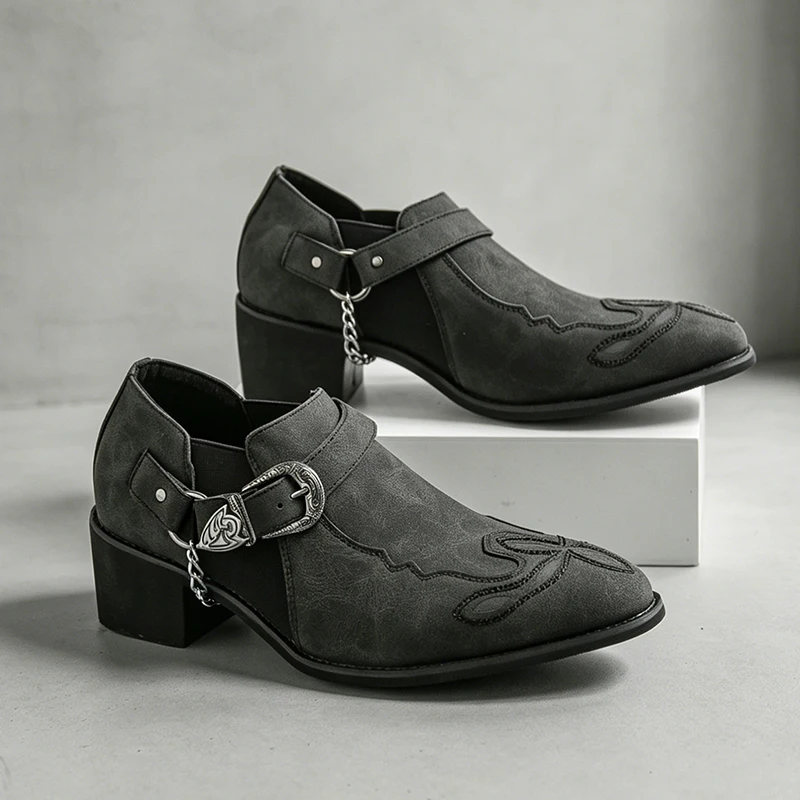Men Fashion Vintage - Bottes de cowboy vintage pour hommes,