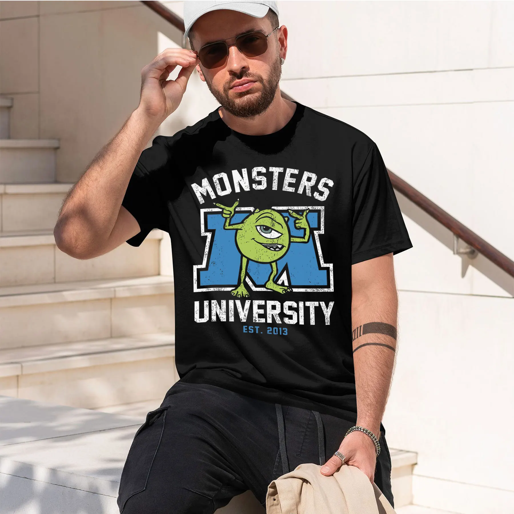 T-shirt col rond imprimé rétro - Men'S Fashion University avis et prix