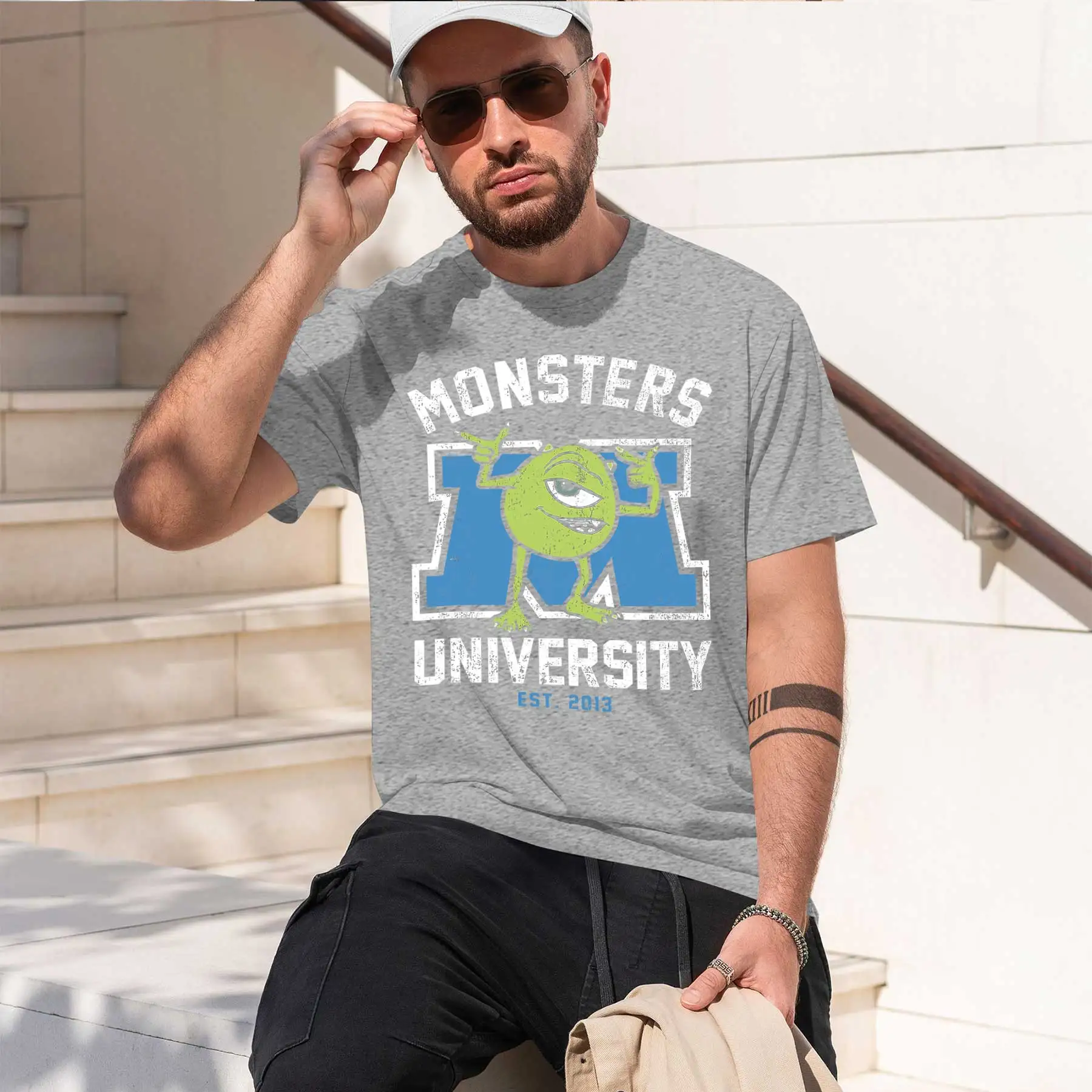 T-shirt col rond imprimé rétro - Men'S Fashion University avis et prix