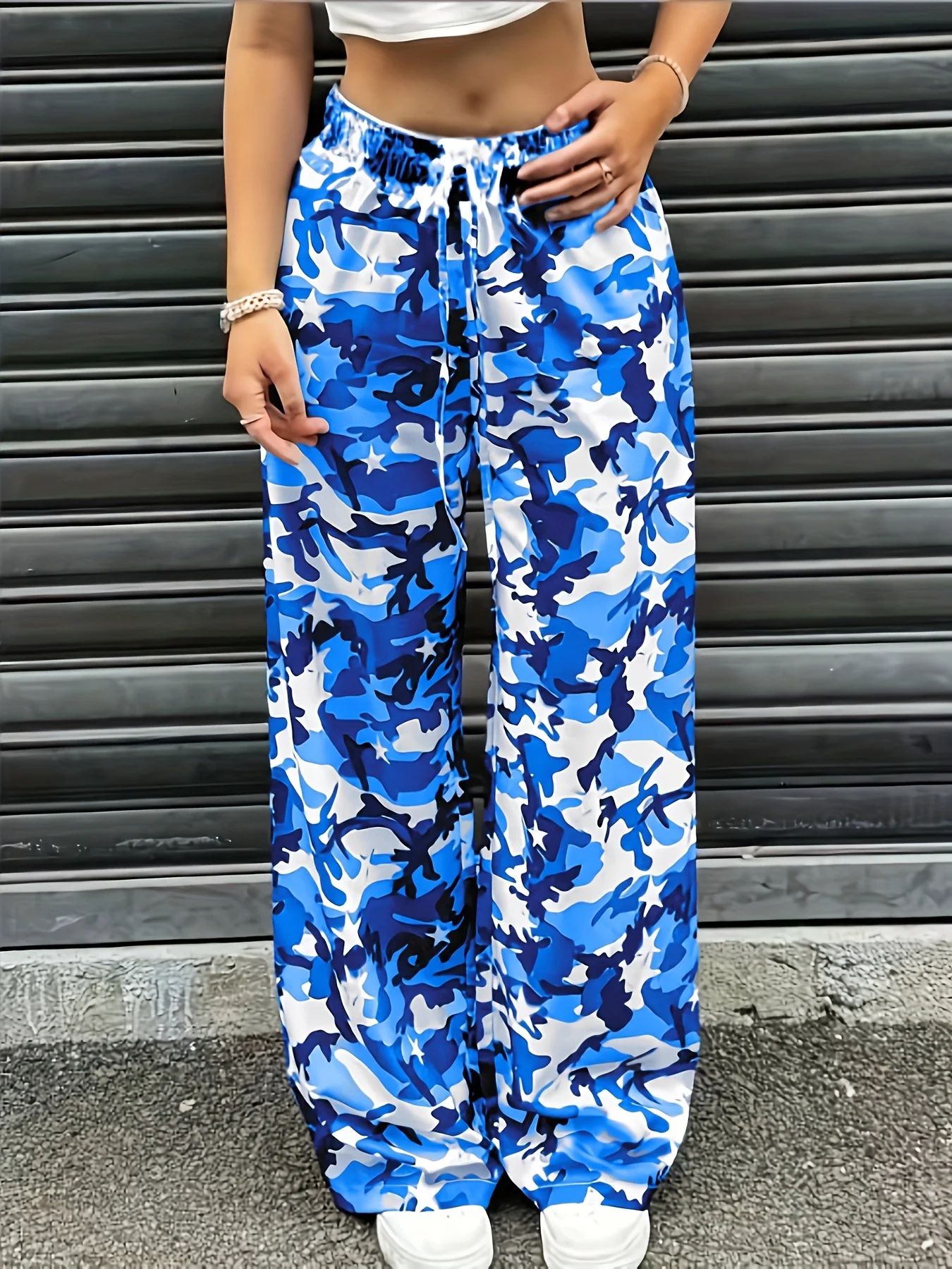 Pantalon large camouflage bleu - Mens Fashion Camo Pants avis et prix
